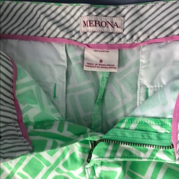 Merona Green & White Geometric Chino Shorts - Picture 2 of 4